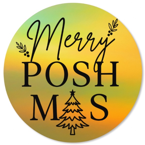 Merry Poshmas Stickers – 2” Round Labels, 3 Colors Available, Pack of 100 - Picture 1 of 5